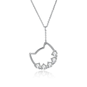 Sterling Silver Swarovski Cat Pendant Necklace - Silver