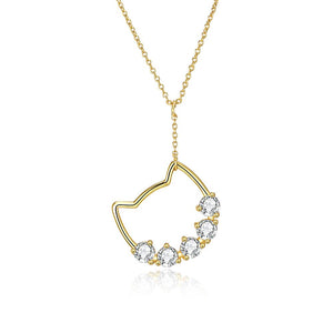 Sterling Silver Swarovski Cat Pendant Necklace - Gold