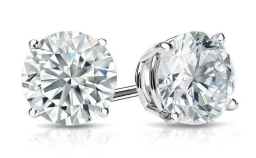 White Topaz Stud Earring in 14K White Gold Plated 4mm