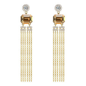 Sterling Silver Swarovski Chandelier Drop Earrings - Gold