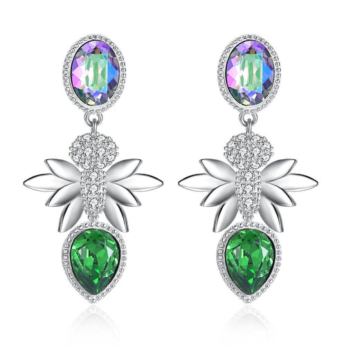 Sterling Silver Swarovski Drop Chandelier Earrings - Silver