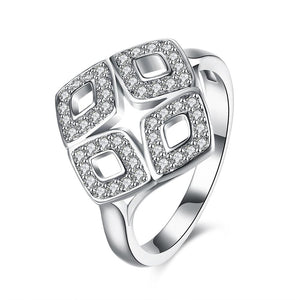 Sterling Silver Pav'e Rhombus Shaped Ring