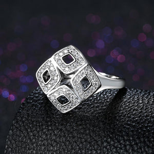 Sterling Silver Pav'e Rhombus Shaped Ring
