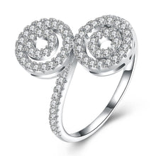 Sterling Silver Duo Swarovski Elements Swirl Adjustable Ring