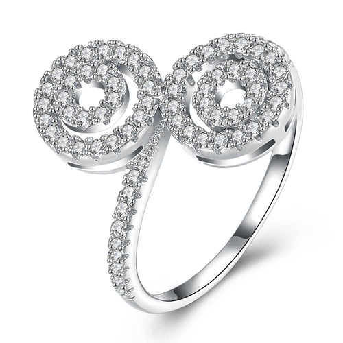 Sterling Silver Duo Swarovski Elements Swirl Adjustable Ring