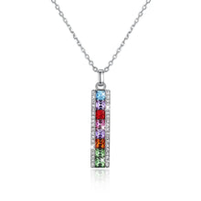 Rainbow Drop Bar Sterling Silver Swarovski Crystal Necklace