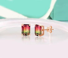 Swarovski Crystals "Aruba Aqua" - Emerald Cut Bi Color 2.00 CT Tourmaline Stud  Earring